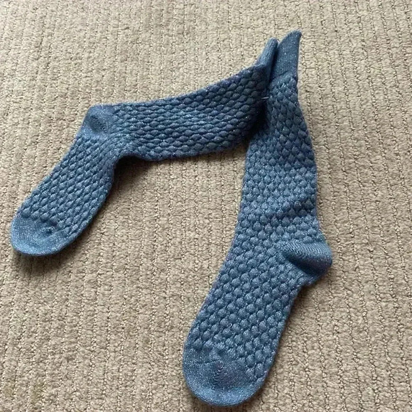 Burlington High Socks/Stockings, blue long over the ankle crew sock size 8 S/M - Picture 3 of 7